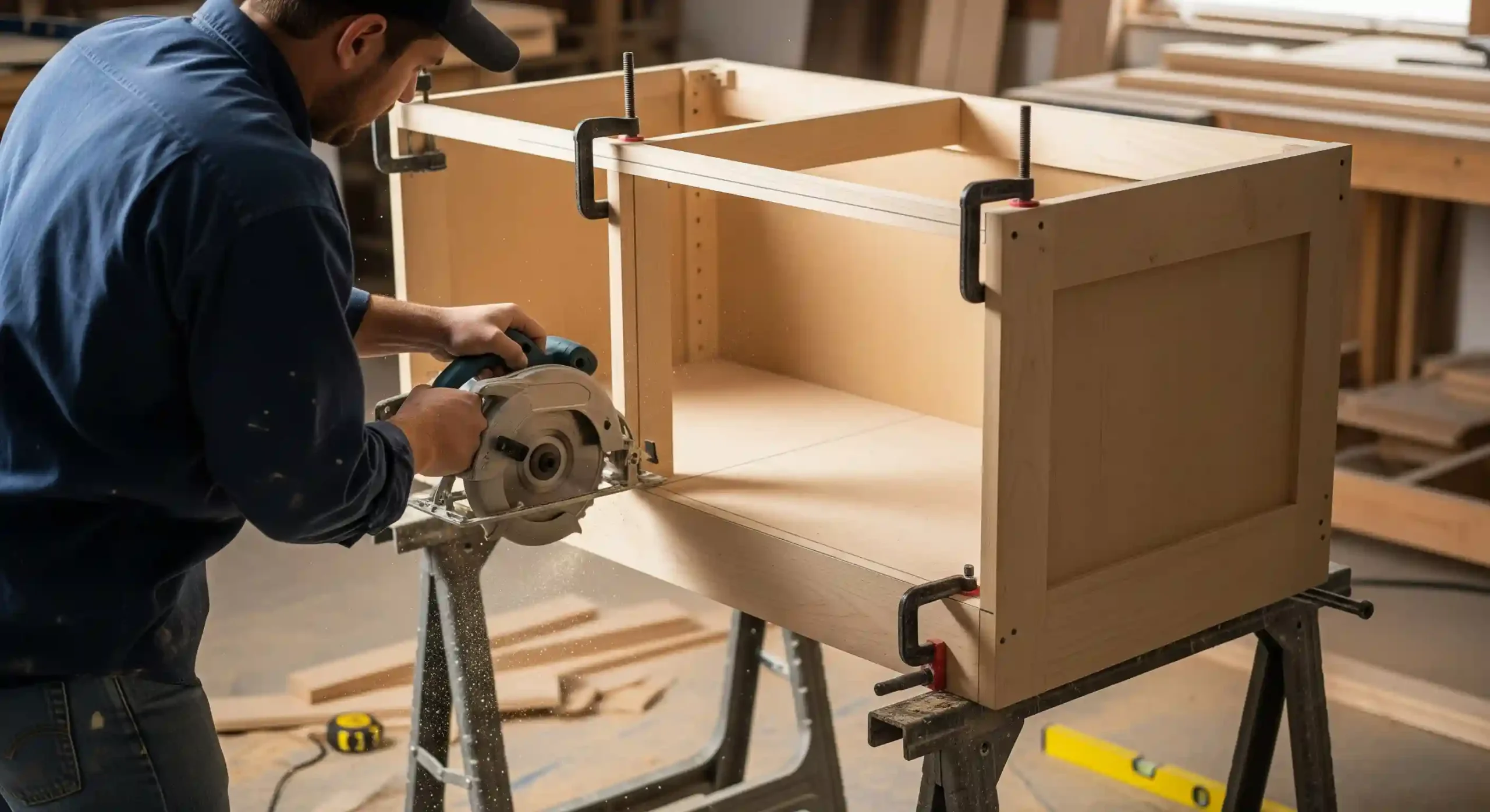 cut down the depth of a base cabinet