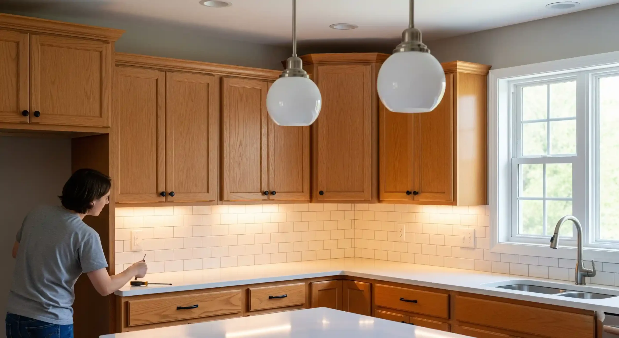 Tone Down Orange Oak Cabinets